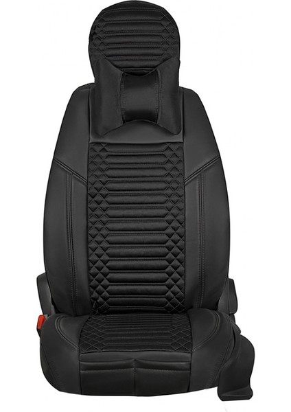 ford Escort Uyumlu Deri Oto Koltuk Kılıfı Ön-Arka 5li Set Special Seri Siyah