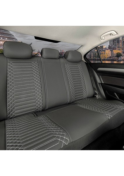 mercedes Clc Uyumlu Deri Oto Koltuk Kılıfı Ön-Arka 5li Set Special Seri Füme