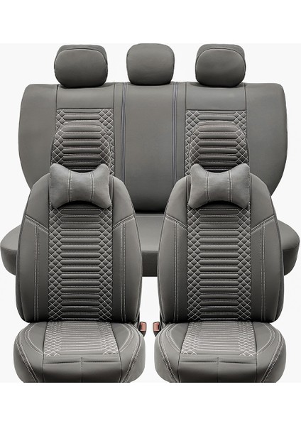 mercedes Clc Uyumlu Deri Oto Koltuk Kılıfı Ön-Arka 5li Set Special Seri Füme