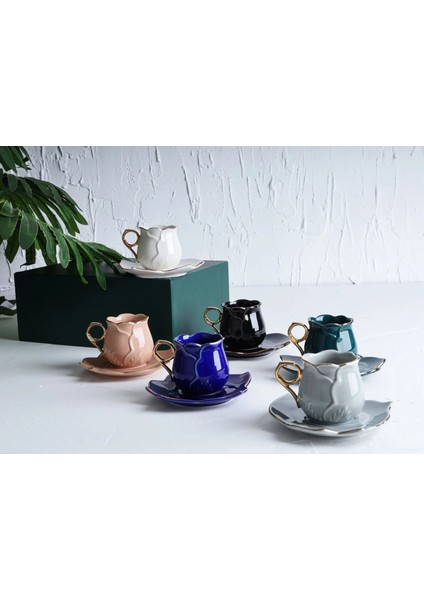 Lily Home Gül Model 6'lı Lüx Fincan Takımı