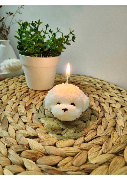 Büyük Köpek Desen Kokulu Soya Mum - Krem fiyatları