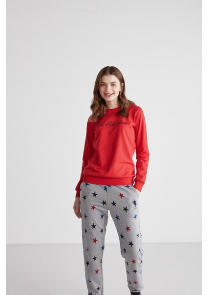 Voem Kadın Kırmızı Patlı Pijama Takımı 16958 fırsatları