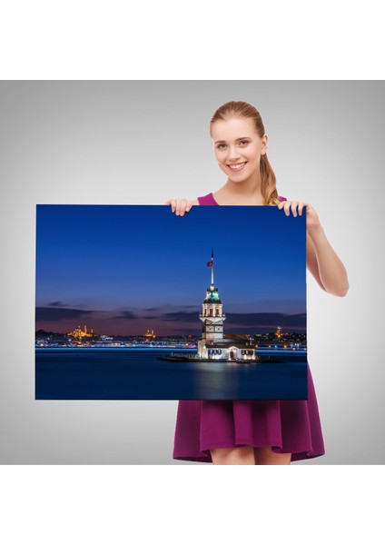Kız Kulesi Gece Manzarası Dekoratif Kanvas TABLO-6502