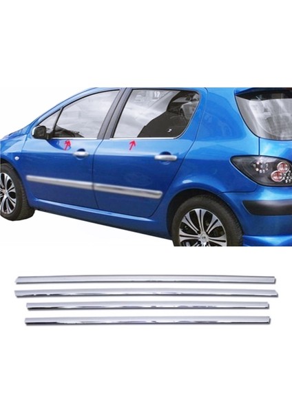 Peugeot 307 Krom Cam Çıtası 4 Prç. 2001 Üzeri P. Çelik