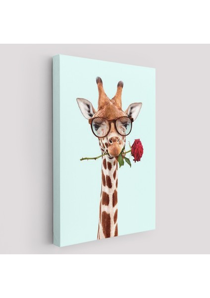 Ağzında Gül Olan Gözlüklü Zürafa Duvar TABLOSU-6080 fiyatları