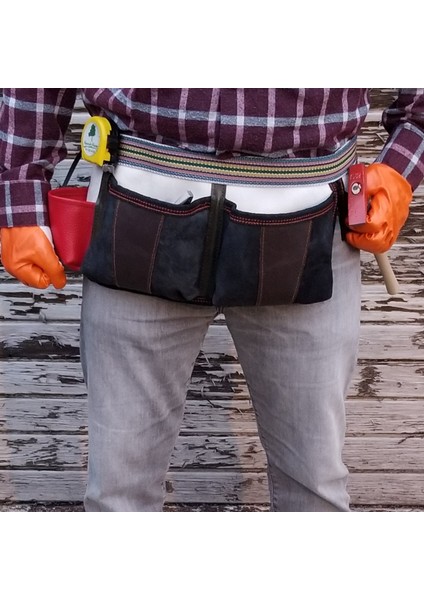 'HEPHA Tools' 3 Göz Extra Kalite Deri Çivi Önlüğü (Hakiki Yarma Deri Büyük Cepler)(Ta-03)