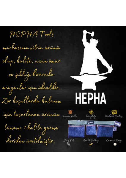 'HEPHA Tools' Premium Kalite %100 Yarma Deri Çivi Önlüğü (Ta-01 Navy Blue) modelleri