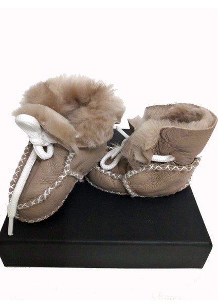 Bebek Deri Bağcıklı Bebek Ilk Adım Ayakkabısı Patiği NG3025