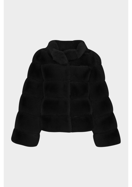 AÇELYAOKCU Premium Dik Yaka Kadın Rex Suni Kürk Ceket