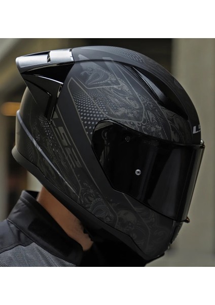 Rapıd 2 Race Crypt Mat Siyah Fullface Motosiklet Kaskı Siyah Camlı