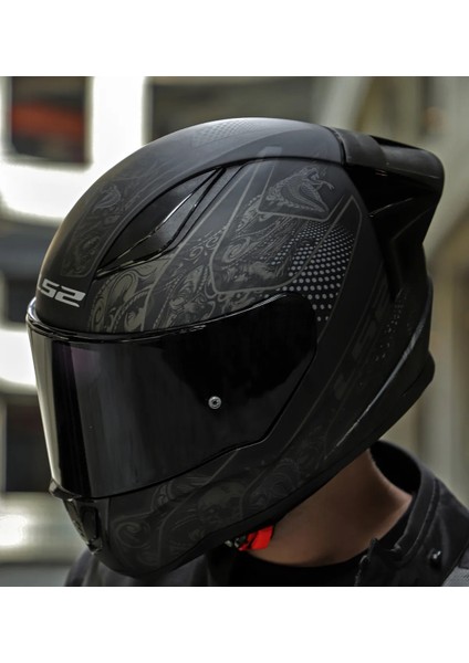 Rapıd 2 Race Crypt Mat Siyah Fullface Motosiklet Kaskı Siyah Camlı