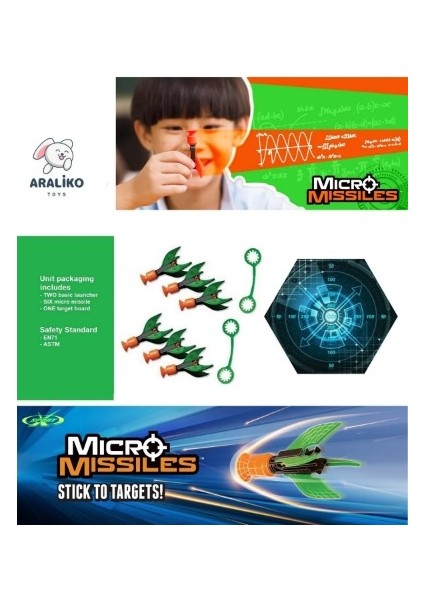 Özel Araliko Toys Seti 3'ü 1 Arada (Catching Games Mavi Köpek Uçan Disk Yakalama Oyunu +Micro Missiles Parmak Sapanı 6'lı Hex6 +Araliko Madalyası)