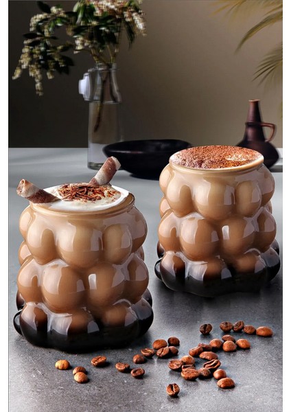 Origami Stil Boncuk Şekilli Bardak Isıya Dayanıklı Borosilikat Kahve ve Sunum Bardağı 300ML