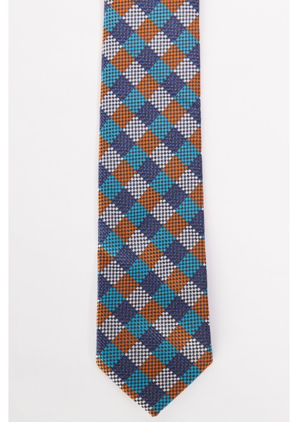 ALTINYILDIZ CLASSICS Erkek Lacivert-Mavi-Turuncu Desenli Klasik Kravat fiyatları