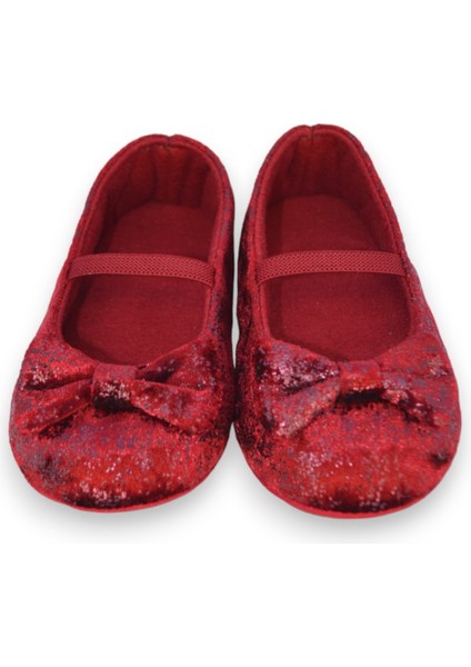 Bordo Parıltılı Kadife Kız Bebek Lastikli Ilk Adım BABET-F-541 modelleri