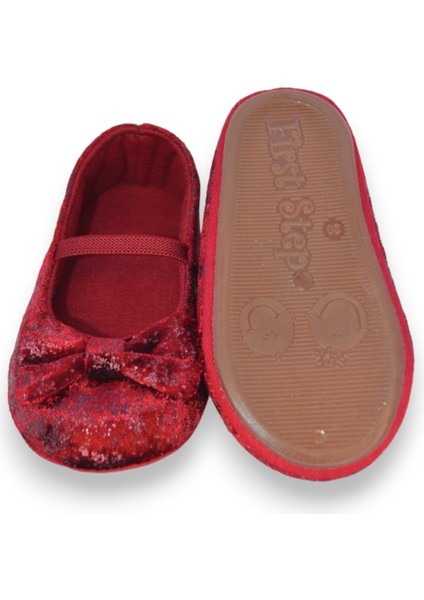 Bordo Parıltılı Kadife Kız Bebek Lastikli Ilk Adım BABET-F-541 fırsatları