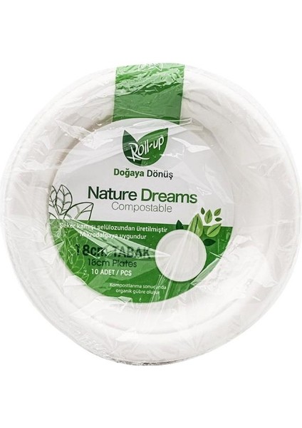 Nature Ekolojik Karton Kağıt Parti Tek Kullanımlık Tabak - 18 Cm. - 50 Adetlik 5 Paket