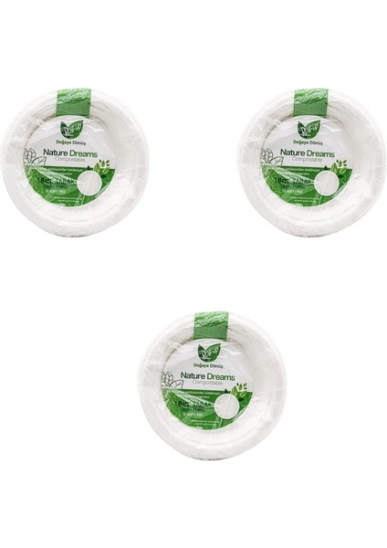Nature Ekolojik Karton Kağıt Parti Tek Kullanımlık Tabak - 18 Cm. - 50 Adetlik 3 Paket fiyatları