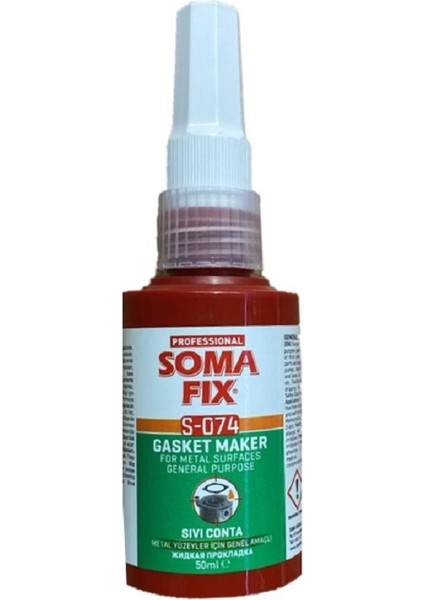50 ml Somafix Genel Amaçlı Sıvı Conta Akordiyon Metal Yüzeyler Için Turuncu S074