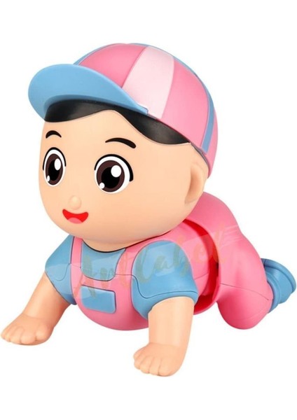 Kutulu Pilli Emekleyen Kasketli Bebek, EĞLENCELI ve Eğitici Sesli Oyuncak Bebek