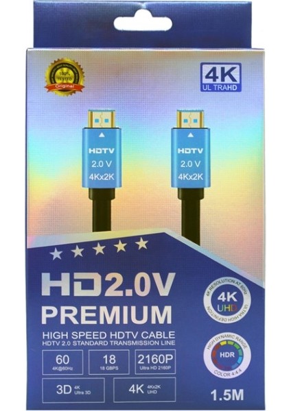 Ultratekno 2.0 HDMI Kablo 4K@60Hz x 2K@144Hz Ethernet 18GBS Arc Hdtv 4KX2K HDMI Kablosu