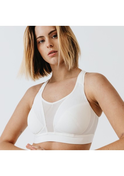 Çapraz Askılı Sporcu Sütyeni - Yüksek Destek - Beyaz