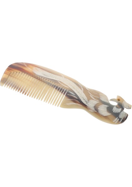 Doğal Kemik Tarak Sığır Boynuzu Saç Tarağı Hakiki El Yapımı Tavus Kuşu Modeli Kt-113 - 18 Cm