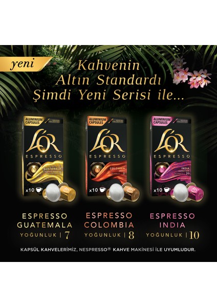 Espresso Origin India - Colombia - Guatemala 3'lü Tanışma Paketi 30 Kapsül