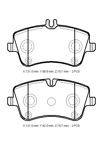 Mercedes C Class- W203- 00/07; Ön Fren Balatası (KABLOSUZ)(DİSK)(131X69,8X18,7/131X62X18,7)(BRAM