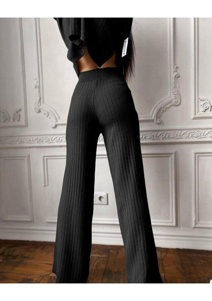 Kadın Siyah Ispanyol Kesim Boğazlı Triko Takım fırsatları