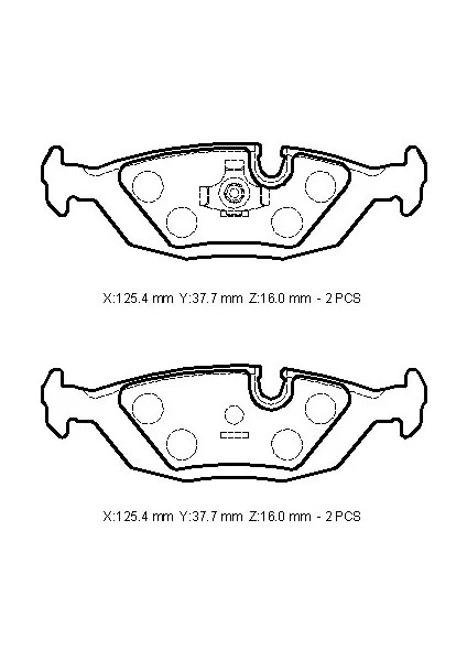 Bmw 3 Serı- E30- 84/91; Arka Fren Balatası 316/318/320/325 (KABLOSUZ)(DİSK)(125,40X37,70X16)(BRA
