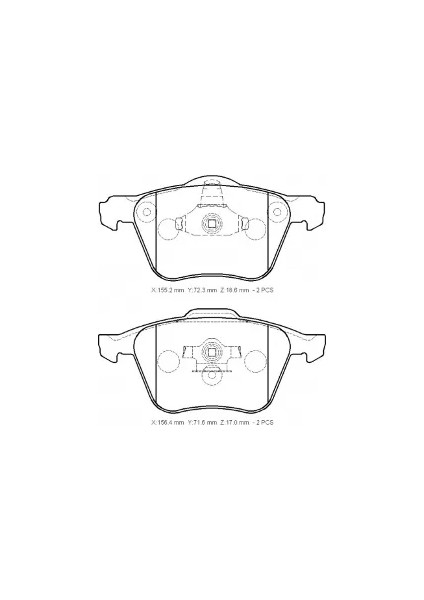 Volvo V70- 00/04; Ön Fren Balatası (KABLOSUZ)(DİSK)(155,2X72,3X18,6/15;6,4X71,6X17)(BRAMAX)