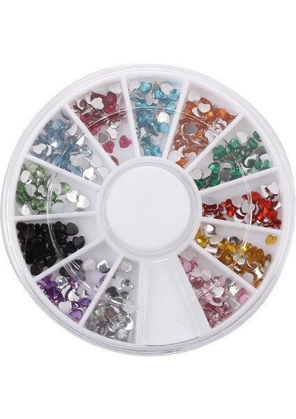 300 Adet 2mm 12 Renk Glitter Kalp Nail Art Uv Akrilik (Yurt Dışından)