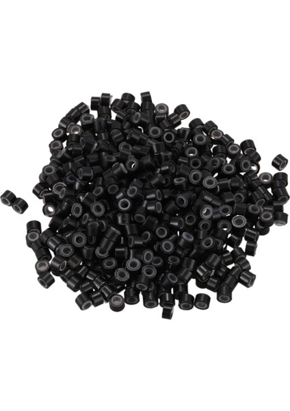 I Stick Saç Uzatma Kurulumu ve Tüyler Için 500 Adet Siyah 5mm Silikon Astarlı Halka Bağlantılar Boncuk (Yurt Dışından)