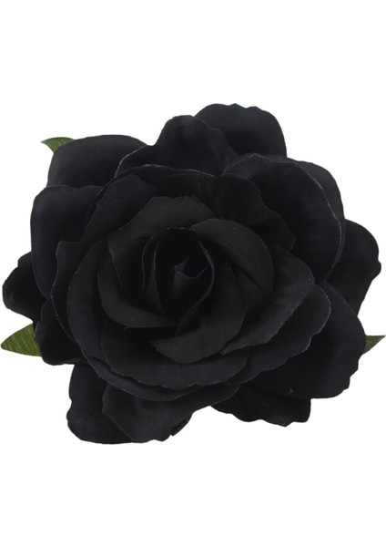 Ipek Çiçek Saç Klipsi Broş Düğün Korsaj Çiçek Klipsi 8cm Broş Aksesuarı - Siyah (Yurt Dışından)