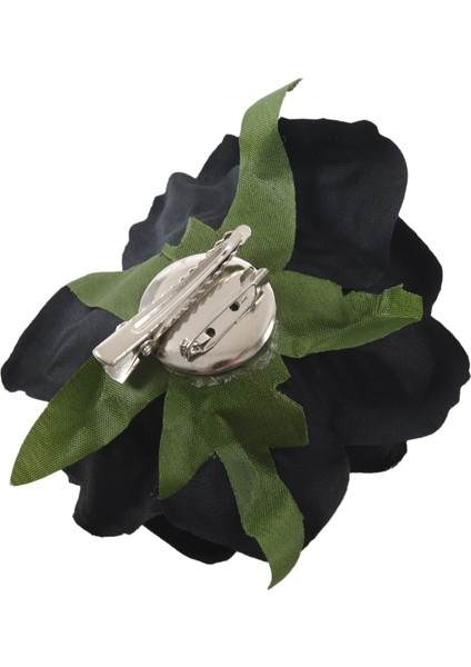 Ipek Çiçek Saç Klipsi Broş Düğün Korsaj Çiçek Klipsi 8cm Broş Aksesuarı - Siyah (Yurt Dışından) fırsatları