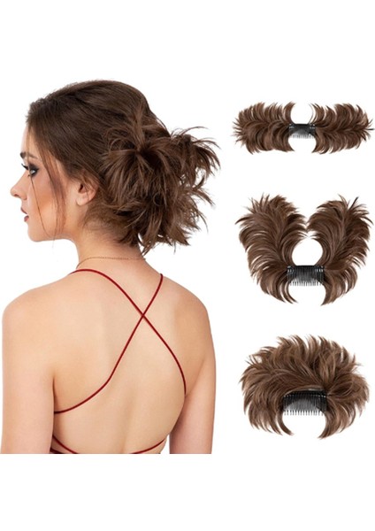 Dağınık Topuz Saç Parçası Yan Tarak Klip Saç Topuz Tousled Updo Postiş Kadınlar Için Ayarlanabilir Tousled Updo A (Yurt Dışından)