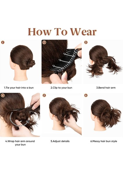 Dağınık Topuz Saç Parçası Yan Tarak Klip Saç Topuz Tousled Updo Postiş Kadınlar Için Ayarlanabilir Tousled Updo A (Yurt Dışından)