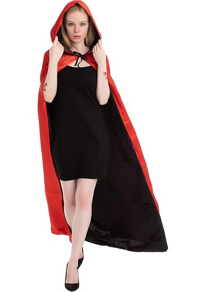 2pcs Cadılar Bayramı Vampir Pelerini, Cadılar Bayramı Yetişkin Cosplay Için Geri Dönüşümlü Kapüşonlu Vampir Pelerini, Siyah ve Kırmızı 5ft B (Yurt Dışından)