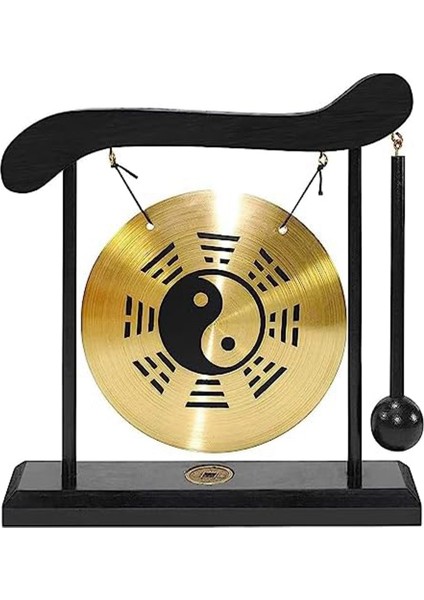 Masaüstü Gong - Stand ve Tokmak ile Feng Shui Pirinç Gong Masaüstü Süslemesi, Narin Çin Ev Dekorasyonu, Sekiz Diyagram (Yurt Dışından)