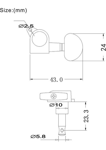 Gitar Kilitli Dize Akortçular Tuning Peg Anahtar Makine Kafaları Akustik Elektro Gitar Için Yarım Daire Düğmesi Akustik Gitar Akort Peg (3l +) (Yurt Dışından)