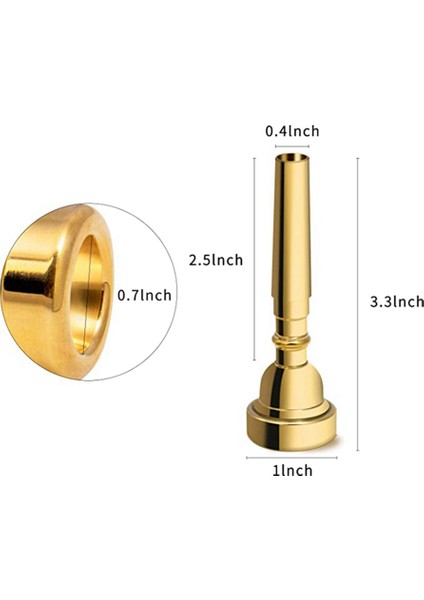 Trompet Ağızlık 3c 5c 7c Trompet Aksesuarları, Yeni Başlayanlar Için Pirinç Trompet Ağızlık Seti (Altın) (Yurt Dışından)