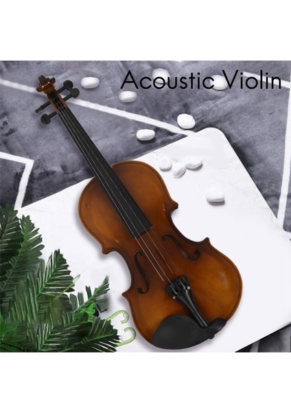 4/4 Tam Boy Akustik Keman Keman Ahşap Kılıflı Yay Rosin Keman (Yurt Dışından)