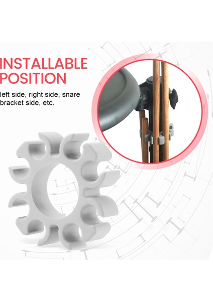V Td 38MM Davul Için Davul Çubuk Tutucu Klip Silikon Bagetler Standı Klip Aksesuarları Gri (Yurt Dışından)