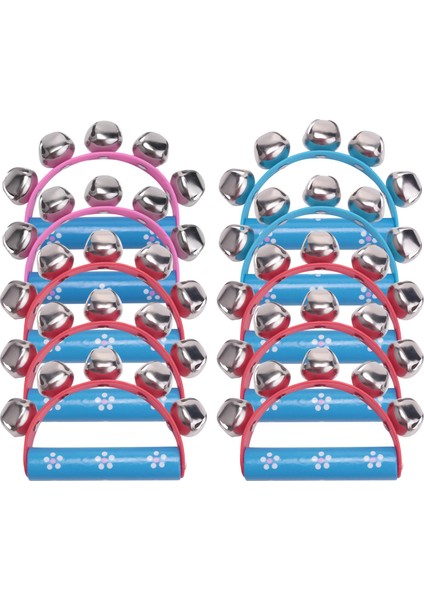 10 Adet Canlı Renk Jingle Bells Kızak Bells Enstrüman Bebek Çocuk Çocuk Müzikal Oyuncaklar Için Ahşap Saplı (Yurt Dışından)
