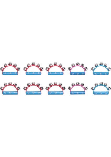 10 Adet Canlı Renk Jingle Bells Kızak Bells Enstrüman Bebek Çocuk Çocuk Müzikal Oyuncaklar Için Ahşap Saplı (Yurt Dışından)