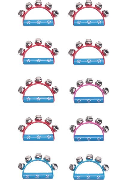10 Adet Canlı Renk Jingle Bells Kızak Bells Enstrüman Bebek Çocuk Çocuk Müzikal Oyuncaklar Için Ahşap Saplı (Yurt Dışından)