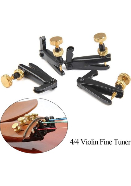 4 Adet Keman Dize Tuner Ince Tuner Ayarlayıcı Parçaları Fit 3/4 - 4/4 Keman Keman Aksesuarları Siyah (Yurt Dışından)