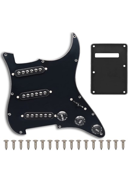 Kablolu St Pickguard Sss 3 Tek Bobinli Manyetikler Standart Gitar Parçaları Için Ayarlanabilir Vidalar, Siyah (Yurt Dışından)