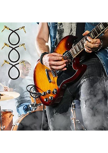 4 Paket 12 Inç Gitar Yama Kabloları, Efekt Pedalı Kurulu Için Sağ Açı Altın Gözleme Konektörü (Yurt Dışından) modelleri